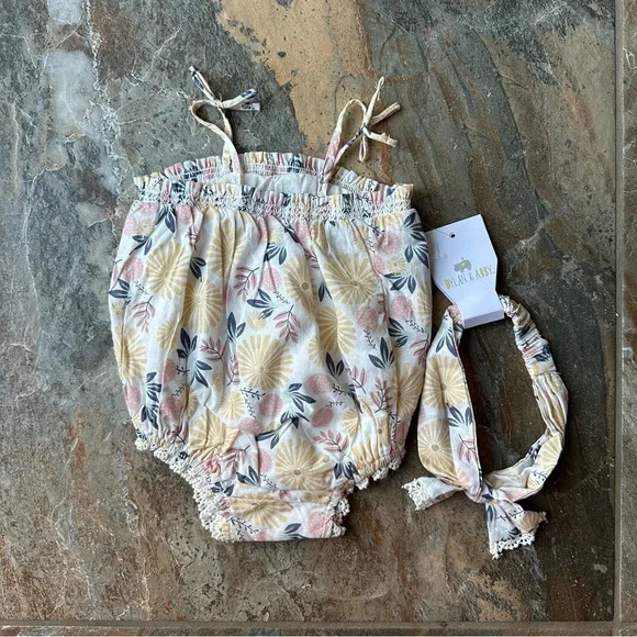 Dylan & Abby Floral Bubble Romper with Matching Headband NWT Size 6-9 months - Picture 5 of 7